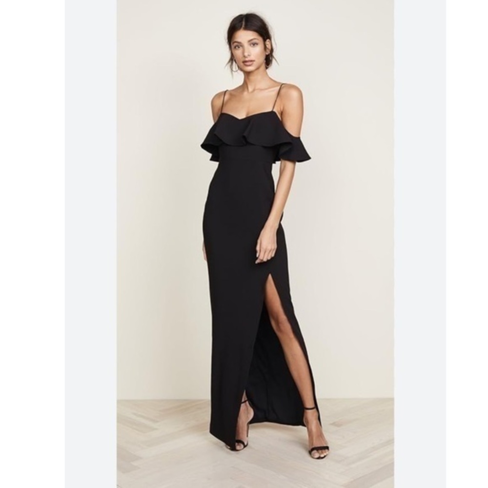 NWT Likely Dress Shania Gown Ruffle Neck in Black